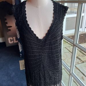 Talbots lined hand knit sleeveless top in black color. Size 1X